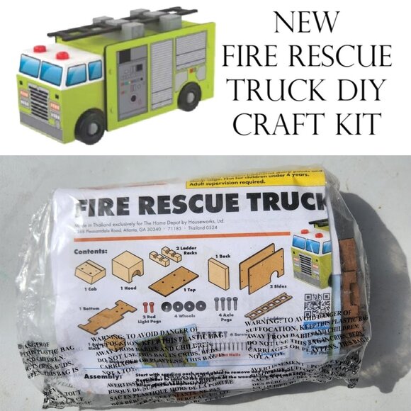 NEW Home Depot Kids Workshop Fire Rescue Truck Craft Kit Stem Toy DIY Building S - Picture 1 of 5